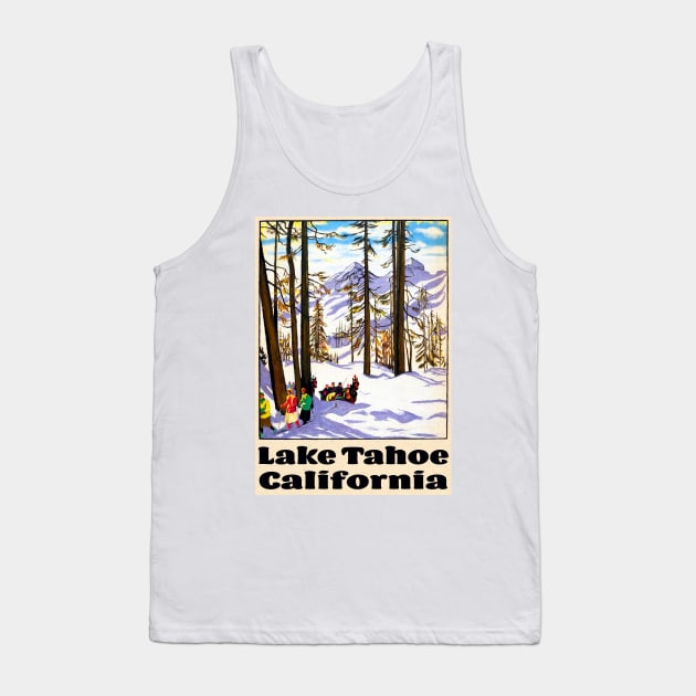 Ski Lake Tahoe Vintage California Skiing Tank Top by TravelTime